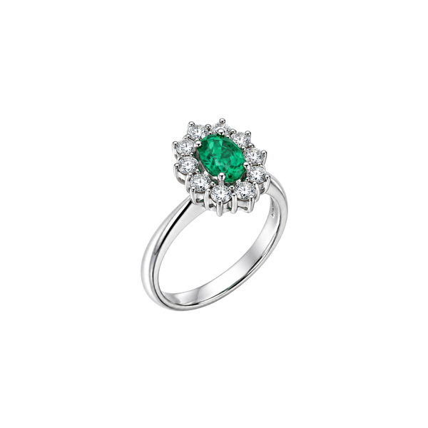 Anello Mirco Visconti con Smeraldo e Diamanti Laterali IE82/A10S