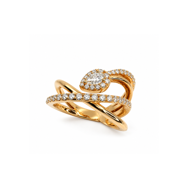 Anello in Oro Rosa Serpente con Diamanti Taglio Goccia e Taglio Brillante AN0117