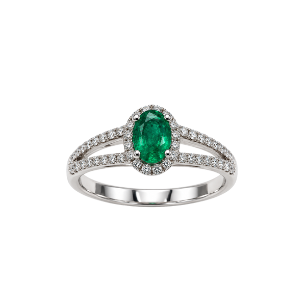 Anillo Giorgio Visconti de oro blanco con esmeralda y diamantes