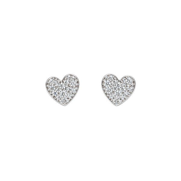 Iannelli Handmade Heart Earrings in 18KT White Gold with 0.09ct Diamonds