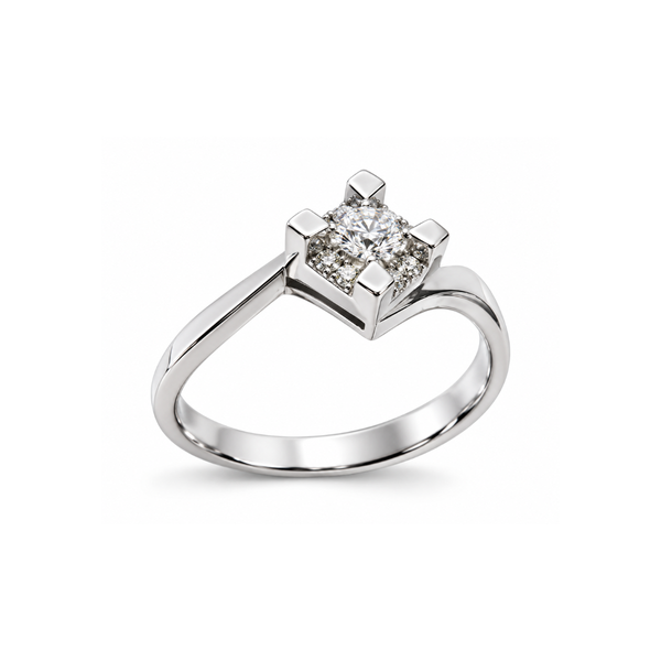Anillo solitario Bibigì en oro blanco y diamantes