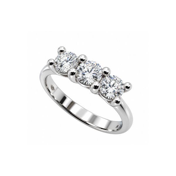 Anillo Trilogy hecho a mano de Iannelli en oro blanco con diamantes certificados HRD, 0,75 ct.