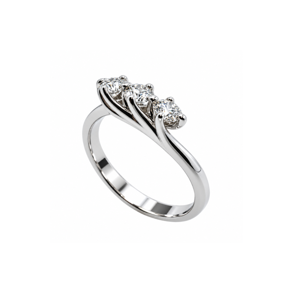 Anillo Trilogy hecho a mano de Iannelli en oro blanco de 18 kt con diamantes certificados HRD, 0,51 ct.