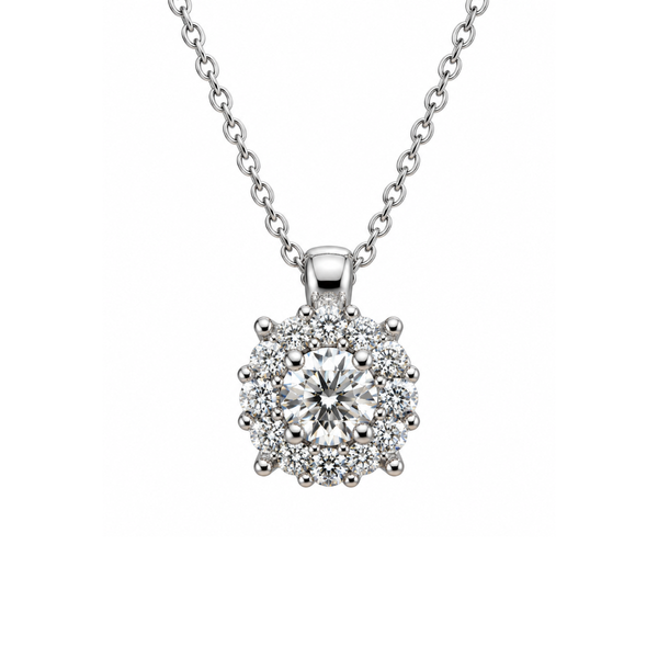 Collar de oro blanco Alfieri & St. John con colgante de diamantes