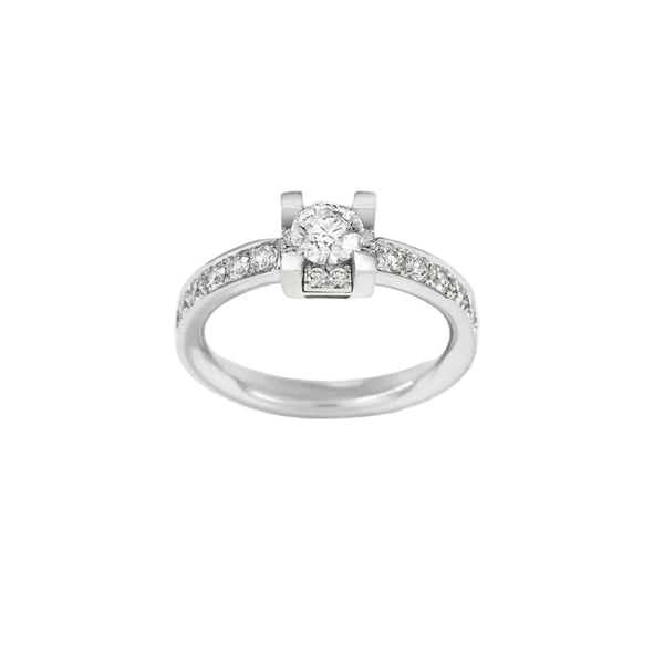 Anello IO LUCE in oro bianco solitario con diamanti laterali AB16968C