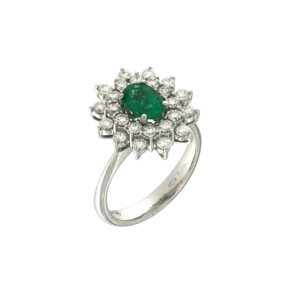 Anello Mirco Visconti con Smeraldo Naturale e Doppio Giro di Diamanti IE90/20S