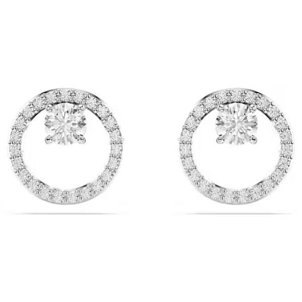 Orecchini Swarovski Tondi In Rodio Bianco Linea Constella 5692262