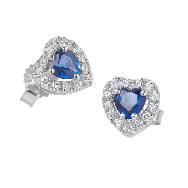 Pendientes Bibigì de oro blanco con zafiro talla corazón
