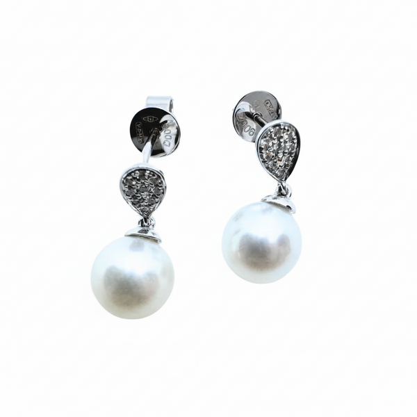 Orecchini Giorgio Visconti in Oro Bianco con Perle d'Acqua Dolce mm7,5 e Diamanti BBX37909