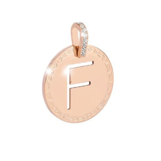 Rebecca Charm My Alphabet Initial Large Letter F Rose with Zirconia