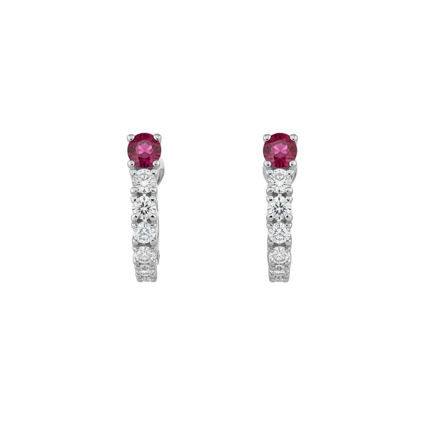 Pendientes de aro graduados Golay con rubíes naturales de 0,39 ct y diamantes naturales de 0,57 ct