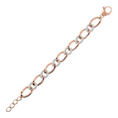 Bronzallure Bracciale Maglie Ovali ed Elementi Pavé in Cubic Zirconia