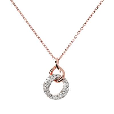 Bronzallure Collana Doppio Pendente con Pavé in Cubic Zirconia