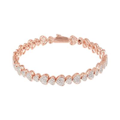 Bronzallure Bracciale Tennis con Cuori Pavé in Cubic Zirconia