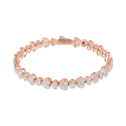 Bronzallure Bracciale Tennis con Cuori Pavé in Cubic Zirconia