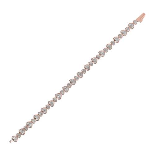 Bronzallure Bracciale Tennis con Cuori Pavé in Cubic Zirconia