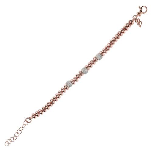 Bronzallure Bracciale con Rondelle Alternate ad Elementi Pavé in Cubic Zirconia