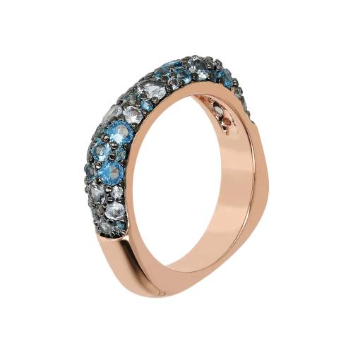 Bronzallure Anello Riviera Pavé in Pietre Naturali e Cubic Zirconia