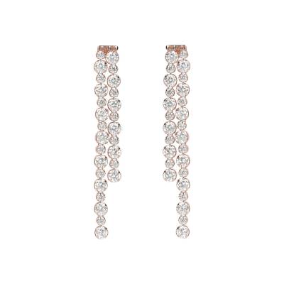 Bronzallure Orecchini Pendenti Tennis Doppi con Cubic Zirconia