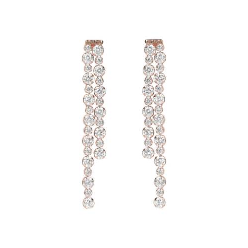 Bronzallure Orecchini Pendenti Tennis Doppi con Cubic Zirconia