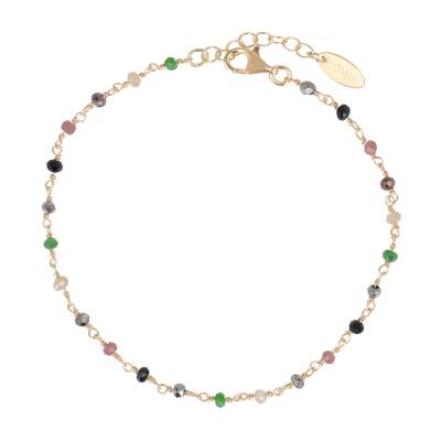 Amen Bracciale Dorato con Cristalli Multicolor