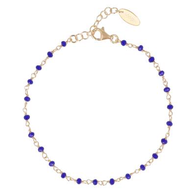 Amen Bracciale Dorato con Cristalli Blu