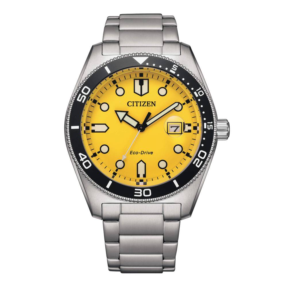 Orologio Citizen Marine 1760 con Quadrante Giallo con Cassa e Bracciale in Acciaio