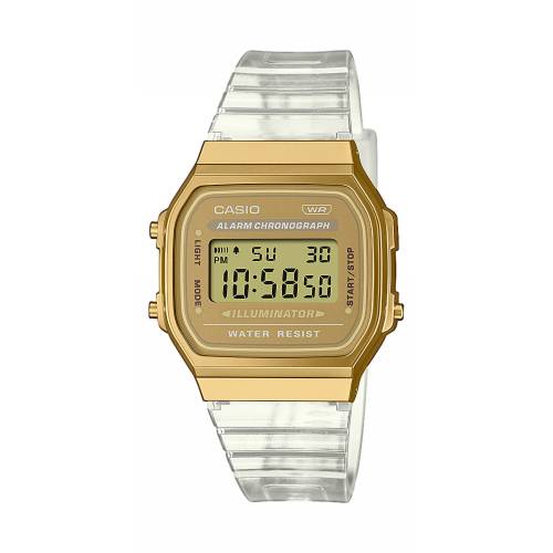 Orologio Casio Vintage Unisex con Cassa Dorata e Cinturino in Silicone