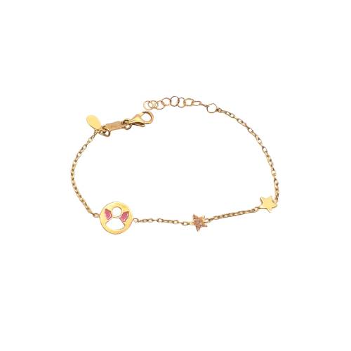 Bracciale Bimba in Oro Giallo con Soggetto Angioletto e Stelline