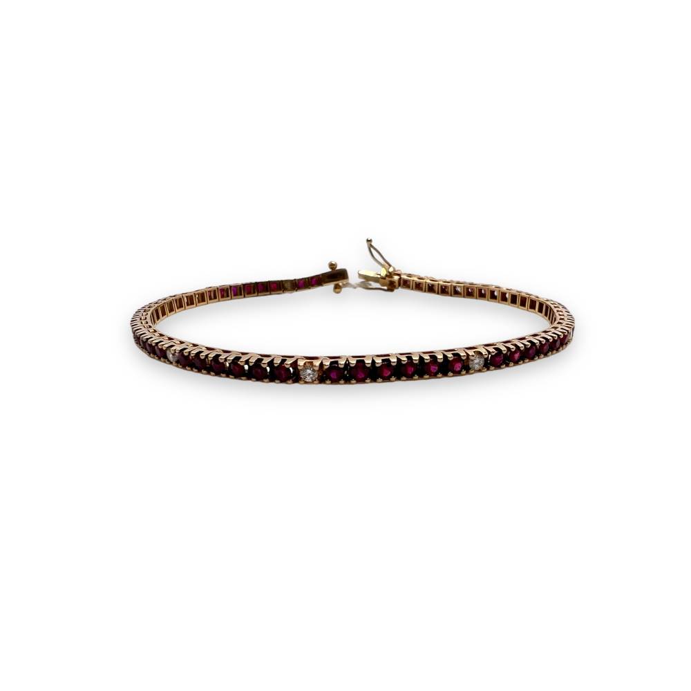 Tennis Iannelli in Oro Rosa 18 kt con Rubini ct 3,60 e Diamanti ct 0,33