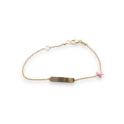 Bracciale Bimba in Oro Giallo con Targhetta e Stellina Smaltata