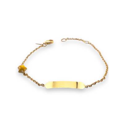 Bracciale Bimba in Oro Giallo con Targhetta e Stellina Gialla