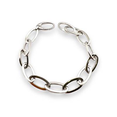 Bracciale Donna in Oro Bianco 18kt con Maglia Ovale Lucida