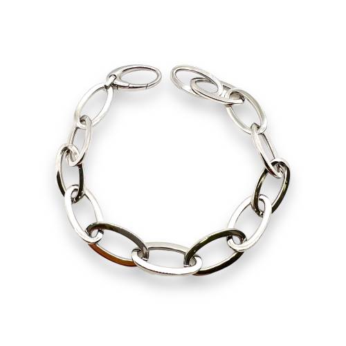 Bracciale Donna in Oro Bianco 18kt con Maglia Ovale Lucida