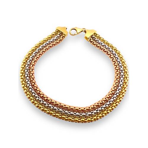 Bracciale Tre Ori 18kt con Maglia Popcorn