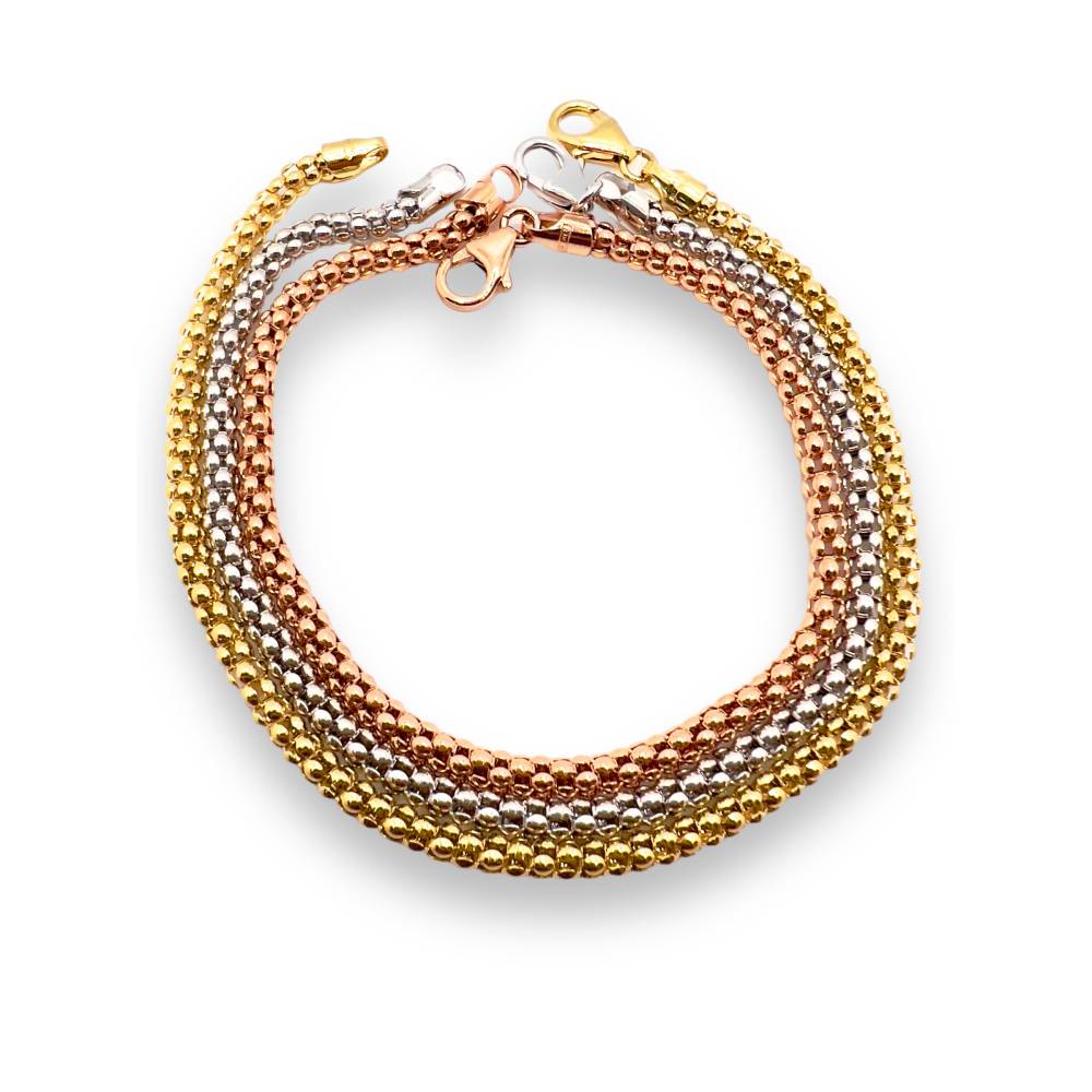 Bracciale Tre Ori 18kt con Maglia Popcorn