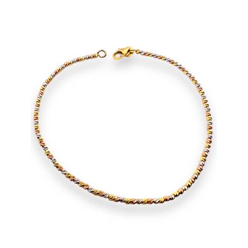 Bracciale in Oro Giallo, Bianco e Rosa 18 kt con Sfere Diamantate