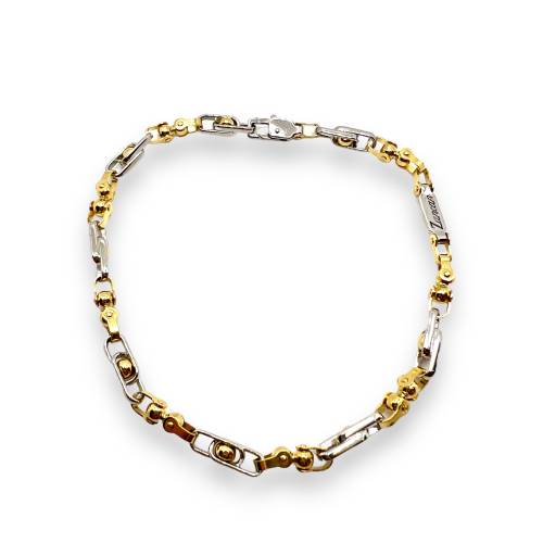 Bracciale Zancan da Uomo in Oro Giallo e Bianco 18 kt con Maglie Ovali e Sfere