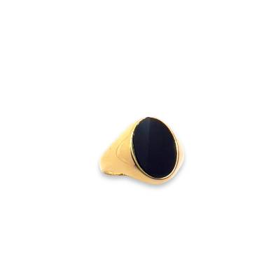 Anello Chevalier da Uomo in Oro Giallo 18kt e Onice