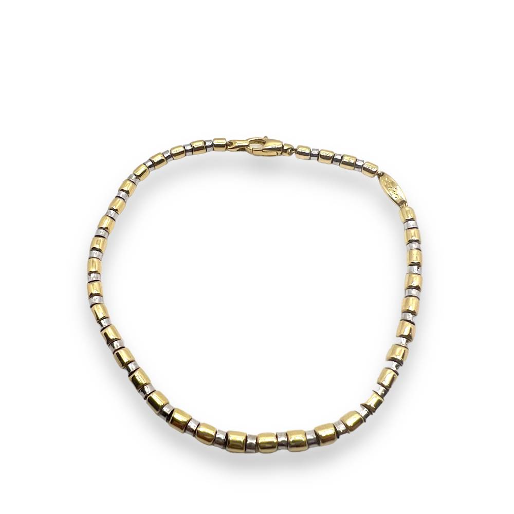 Bracciale da Uomo in Oro Giallo e Bianco 18 kt con Maglie Tubolari