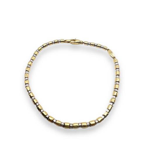 Bracciale da Uomo in Oro Giallo e Bianco 18 kt con Maglie Tubolari