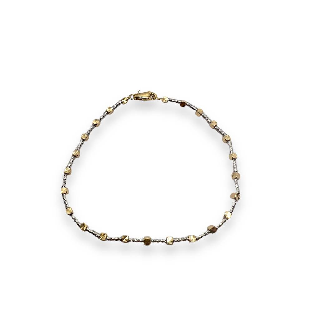 Bracciale in Oro Bianco e Giallo 18 kt con Sfere Diamantate