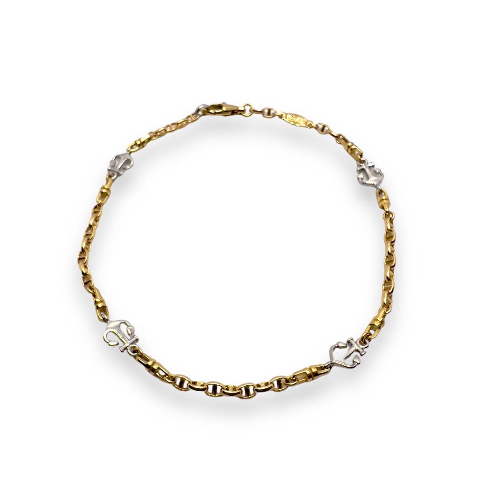 Bracciale Zancan in Oro Giallo 18 kt e Ancore in Oro Bianco 18 kt