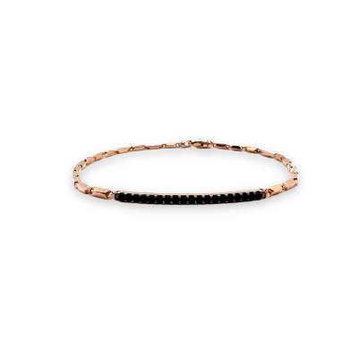 Bracciale da Uomo in Oro Rosa 18 kt con Barretta Rigido con Zirconi