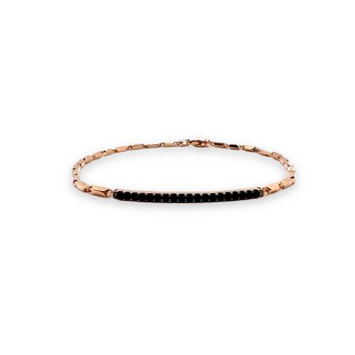 Bracciale da Uomo in Oro Rosa 18 kt con Barretta Rigido con Zirconi