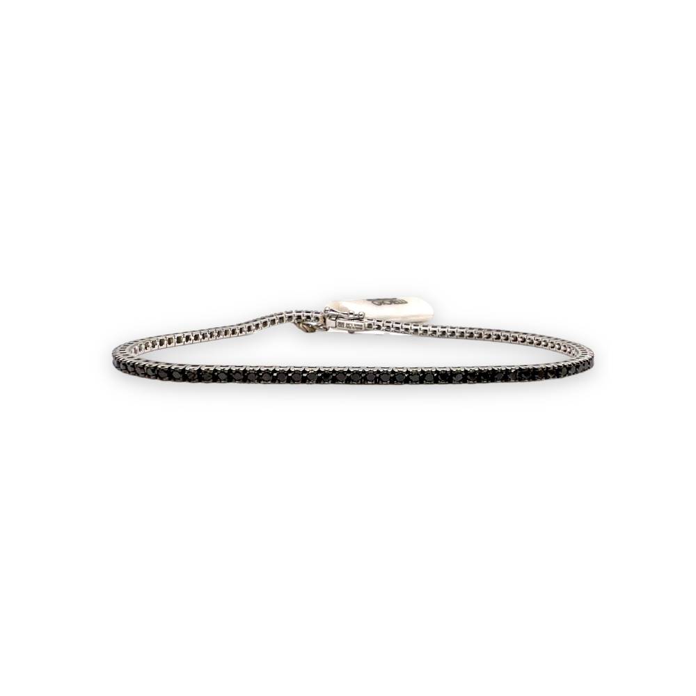 Bracciale Tennis da Uomo Davite&Delucchi in Oro Bianco 18 kt con Diamanti Neri ct.1,90