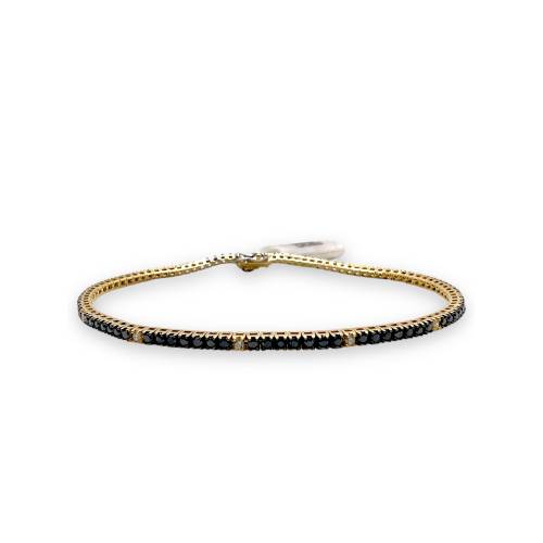 Bracciale Tennis Davite&Delucchi in Oro Giallo 18 kt con Diamanti neri e Bianchi