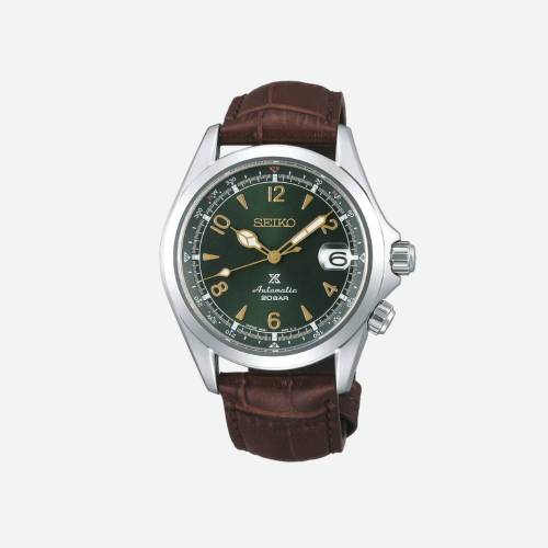 Orologio da Uomo Seiko Alpinist con Quadrante Verde e Cinturino in Pelle