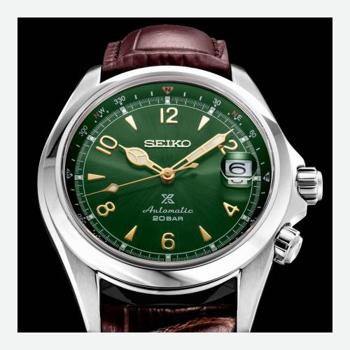 Orologio da Uomo Seiko Alpinist con Quadrante Verde e Cinturino in Pelle