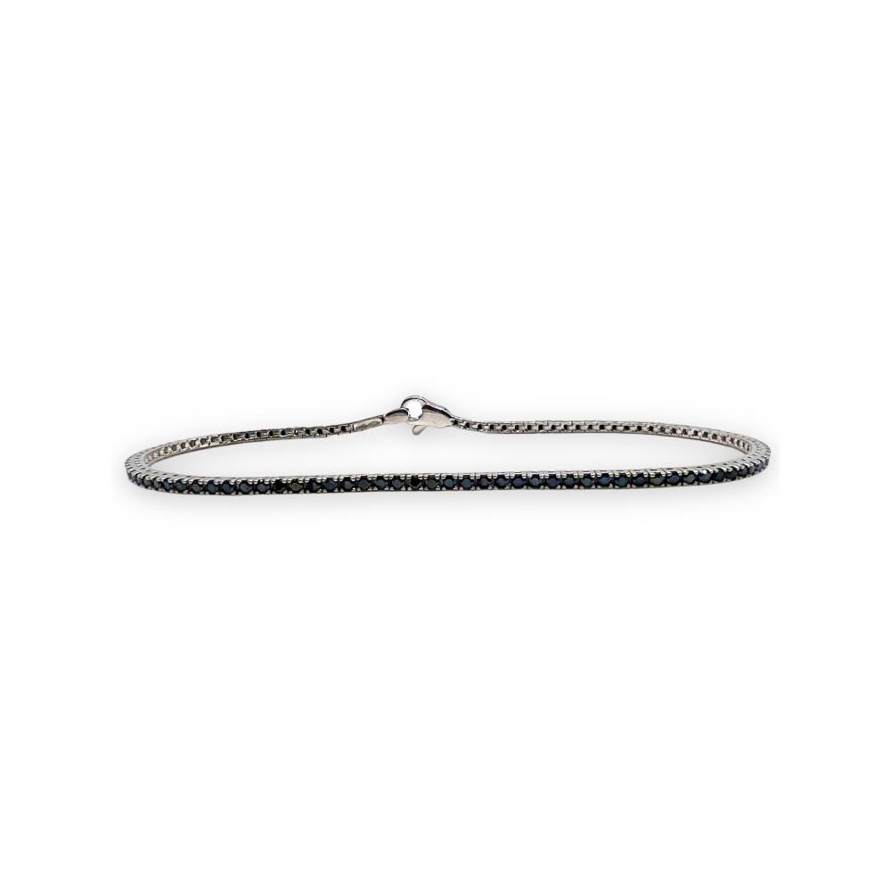 Bracciale Tennis in Oro Bianco 18 kt con Zirconi Neri